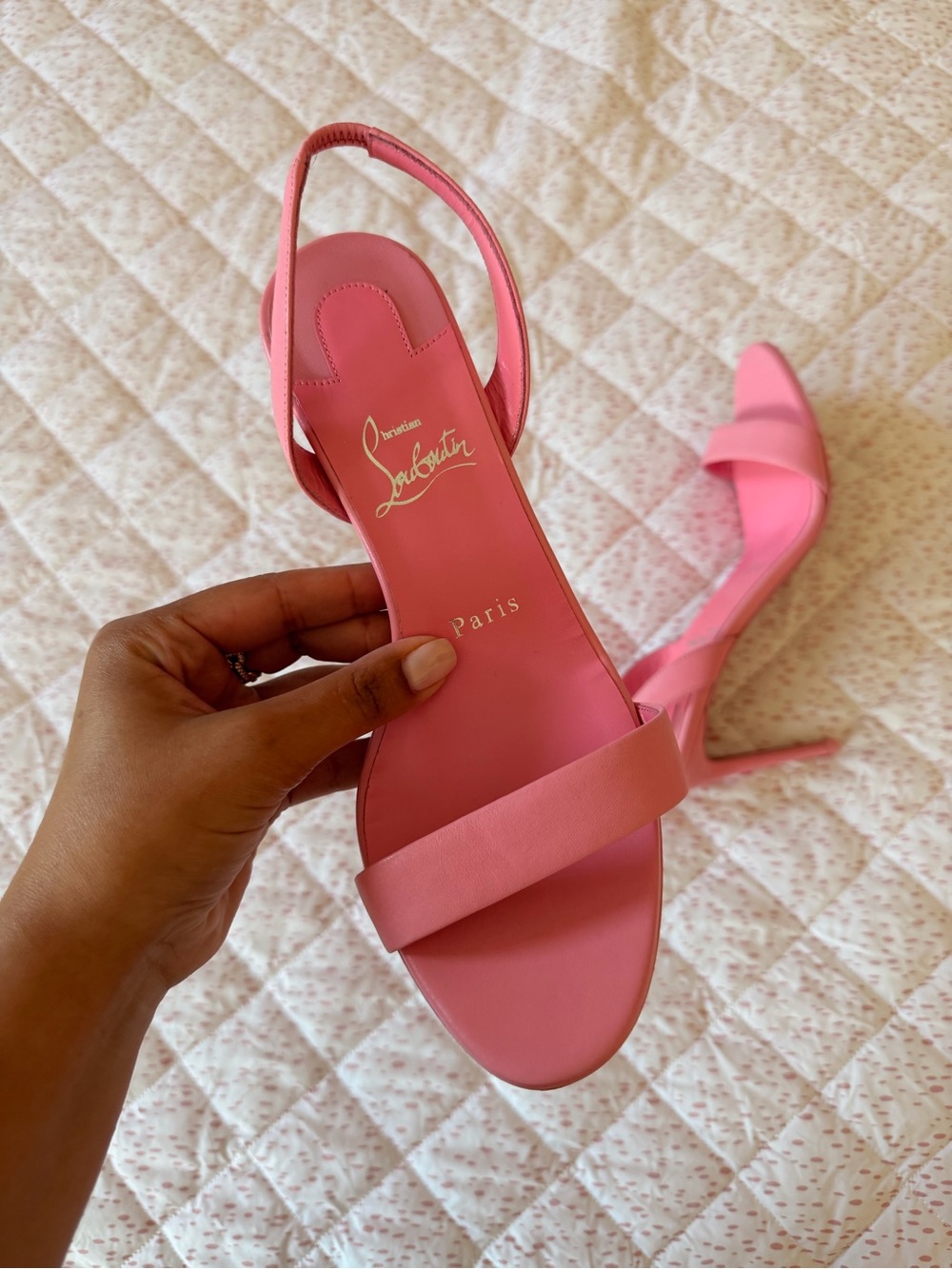 Christian Louboutin Pink Open-Toe Slingback Heels - Picture 2 of 3